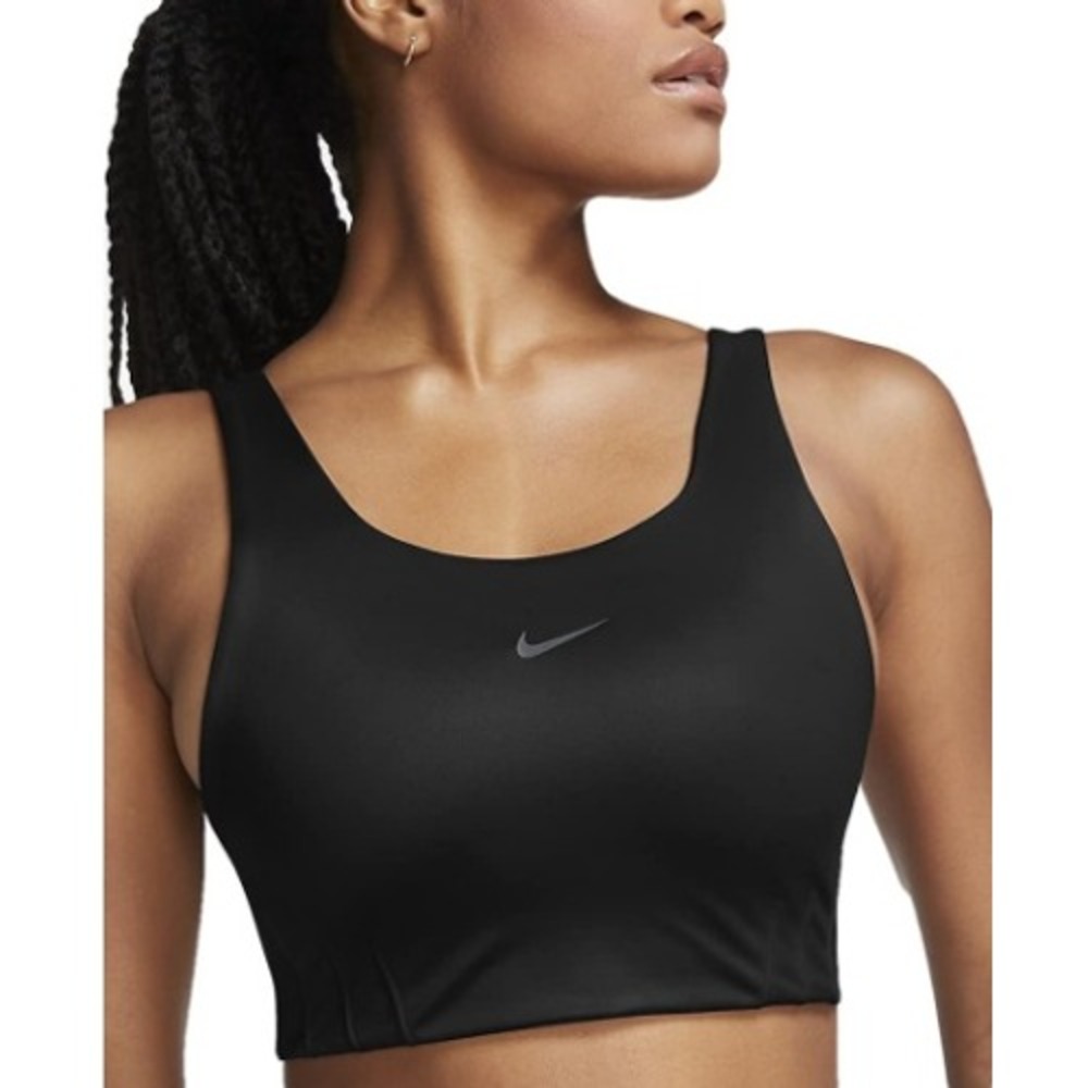ike Luxe‎ Black Glossy Cropped Athletic Tank Ribbed Detail Sports Bra - Size S